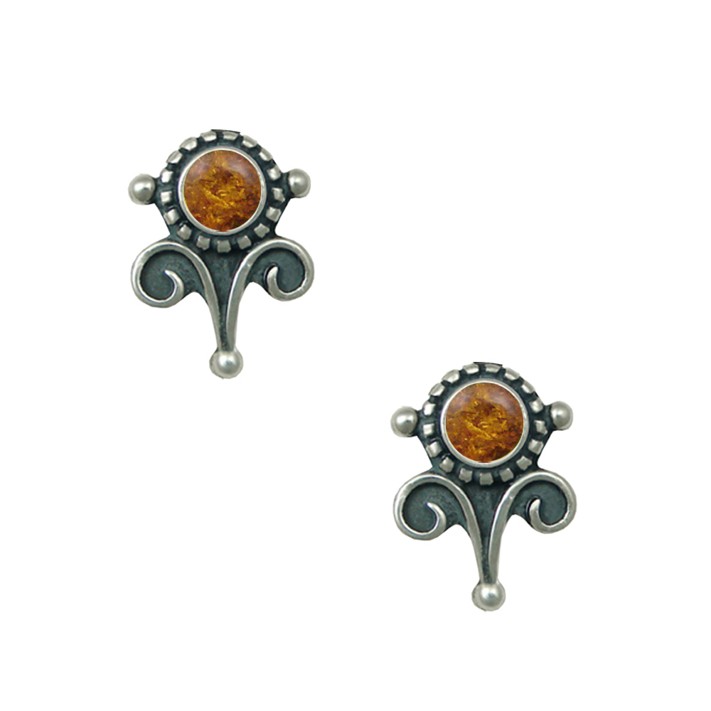 Sterling Silver Petite Amber Post Stud Earrings